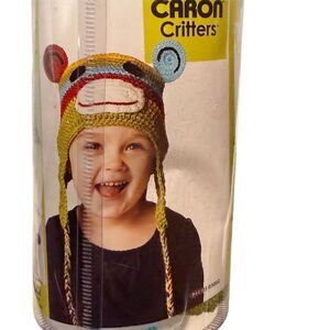 Caron Critters Green Multi Monkey Beanie Hat Crochet Kit Kids Craft DIY NEW